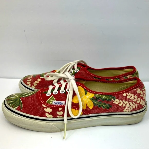 VANS VINTAGE DOREN TROPICAL SNEAKERS, RED W/HAWAIIAN FLOWERS,MENS 7.5, WOMENS 9 - Picture 4 of 10